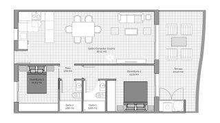 Apartment floor plan, 2 bedrooms in MARQUES GOLF RESORT No. 3